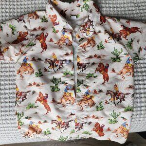 Toddler boys button down rodeo Cowboy horse shirt